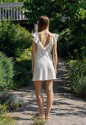 White flounce mini dress 252-06-033, фото 2