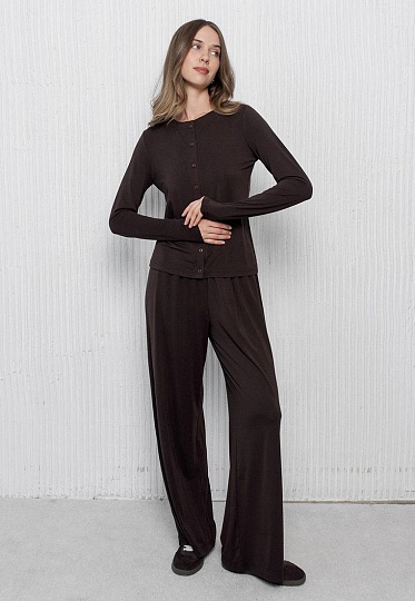 Viscose knitt cardigan in chocolate color 253-08-016-1, фото 2 