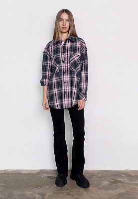 Pink plaid shirt 253-08-009-4, фото 2