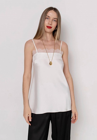 Satin top in milky color 254F-08-012-1, фото 1 