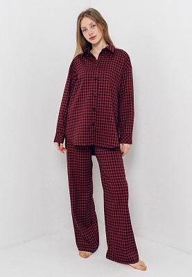 Red plaided flanel pants 251-05-002, фото 1