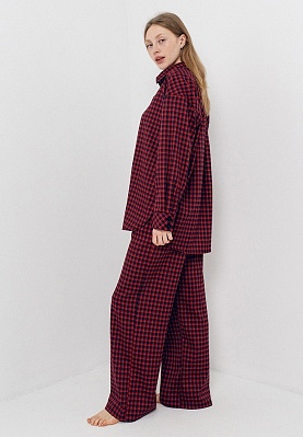 Red plaided flanel pants 251-05-002, фото 2