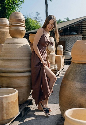 Batiste dress in chocolate color 252-06-025, фото 1 