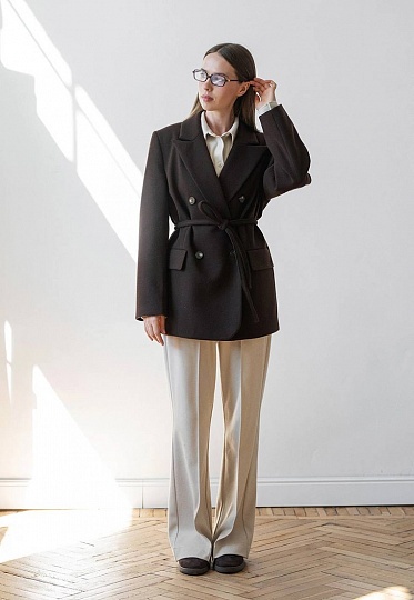 Chocolate cashmere short jacket-coat 253-01-004, фото 1 