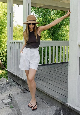White linen shorts 252-05-002, фото 1 