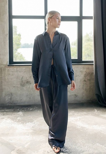 Satin shirt in steel color 253F-08-002, фото 1 