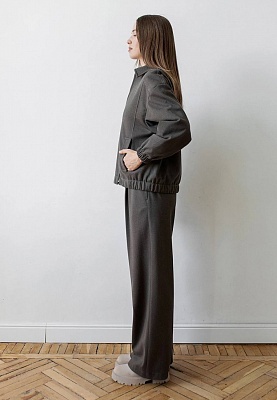 Chocolate autumn bomber-jacket in herringbone print 253-02-008, фото 2 