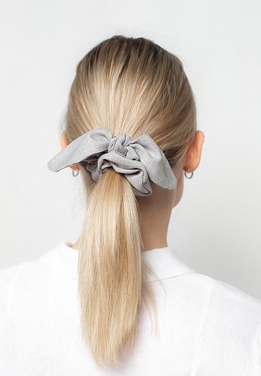 Week women's grey Boho linen hair elastic 240-25-002-6, фото 1 