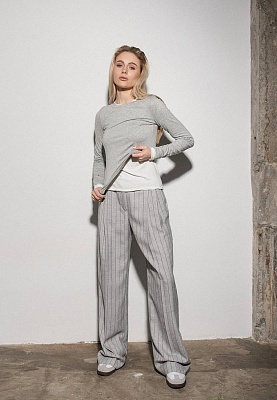 Light-gray striped pants 251-05-004-4, фото 1