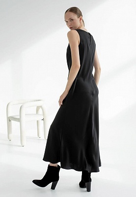 Black satin dress 244F-06-005, фото 2 