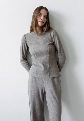 Gray-beige longsleeve-top 253-08-027, фото 2 