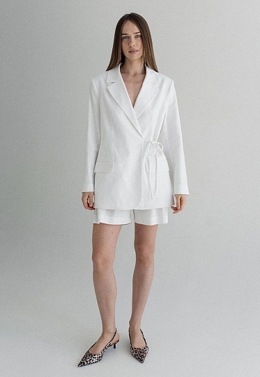 White linen tie jacket 252-03-003, фото 2 