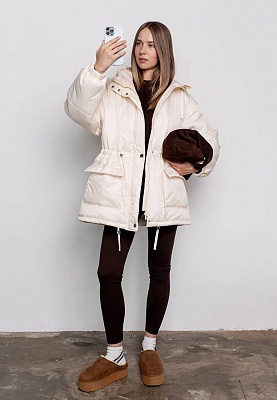 Hooded winter jacket in milky color 254-02-011-2, фото 1 