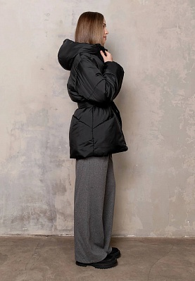 Black belted winter jacket 254-02-004-2, фото 2