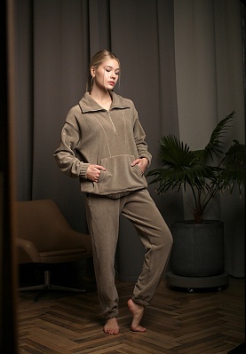 Week women's dark-beige plush fleece sweatshirt 241-08-002, фото 1 