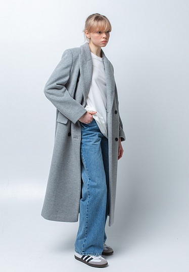 Week women's grey wool double-breasted midi coat 241-01-002, фото 2 