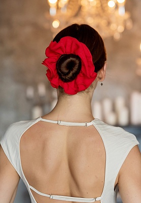 Week women's red two-layered hair scrunchie 240-25-012, фото 1 