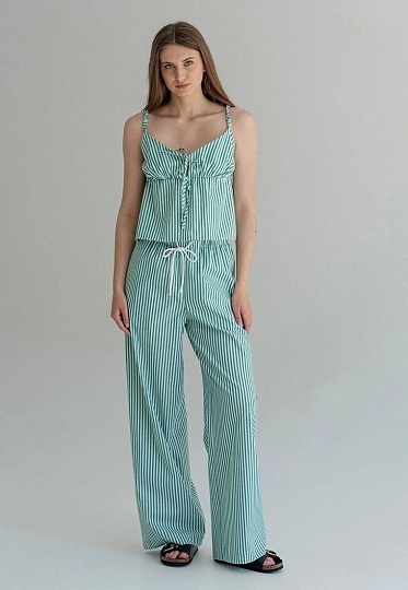 Cotton pants in green stripes 252-05-001-4, фото 2 