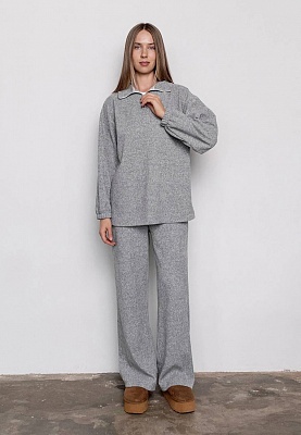 Gray warm knit sweatshirt 254-08-003-1, фото 1 