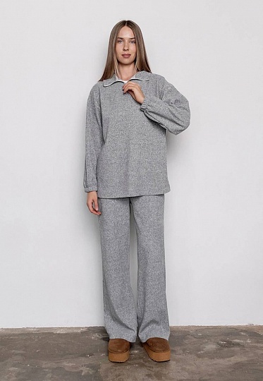 Gray warm knit sweatshirt 254-08-003-1, фото 1 