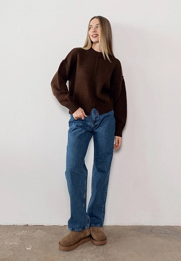 Cutout sweater in brown color 254-22-717, фото 2 