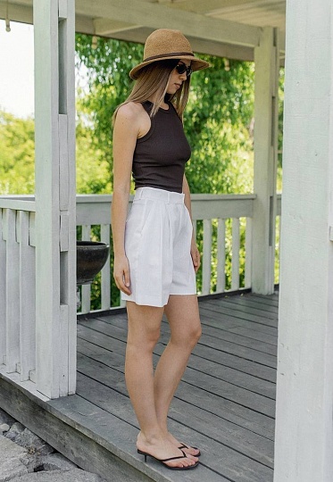 White linen shorts 252-05-002, фото 2 