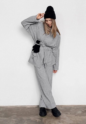 Gray warm knit pants 254-05-003-1, фото 2 