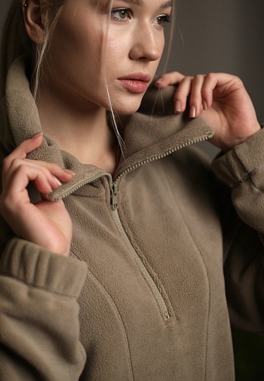 Week women's dark-beige plush fleece sweatshirt 241-08-002, фото 2 
