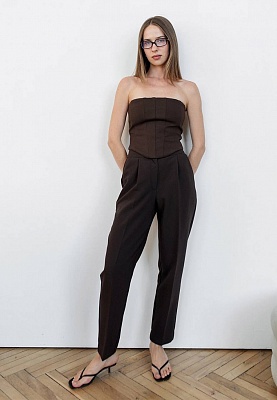 Straight-cut pants in chocolate color 253-05-002-2, фото 2 