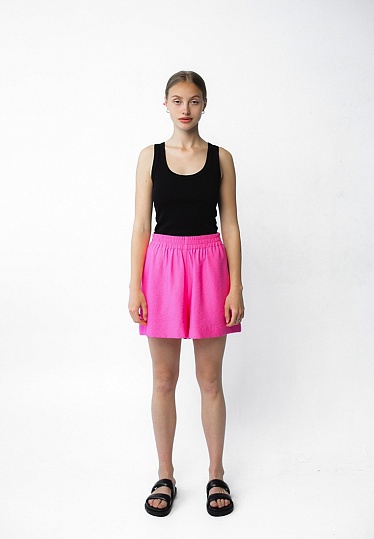 Week women's pink boho linen elasted shorts 242-05-007-3, фото 1 