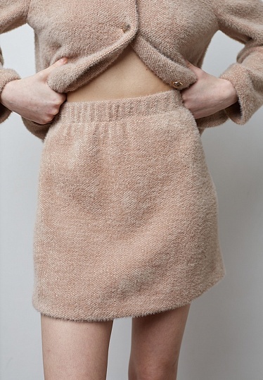 Week women's beige plush knitwear skirt 241-04-004, фото 2 