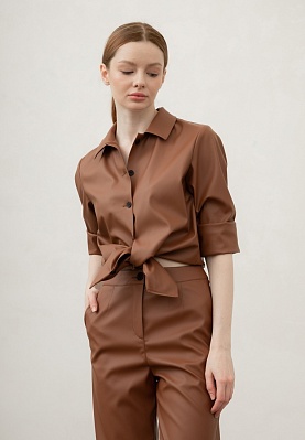 Week women's dark-caramel eco leather shirt 233-08-004, фото 1 