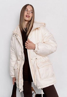 Hooded winter jacket in milky color 254-02-011-2, фото 2 