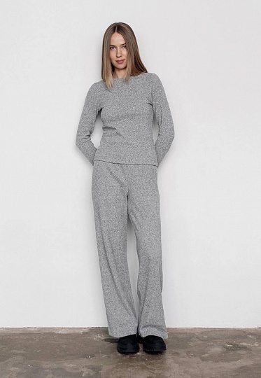 Gray warm knit pants 254-05-003-1, фото 1 