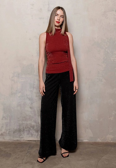 Red tied lurex top 254F-08-019-1, фото 2 