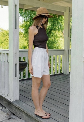 White linen shorts 252-05-002, фото 2 