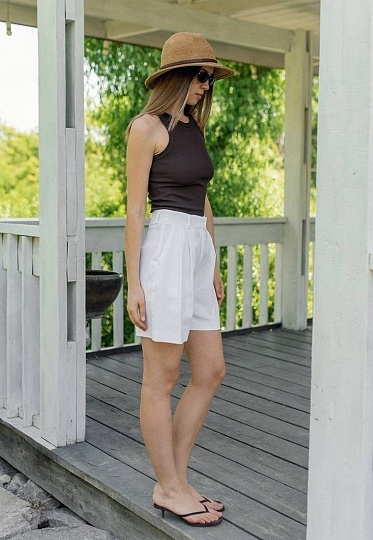 White linen shorts 252-05-002, фото 2 
