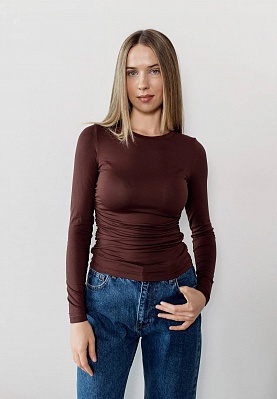 Chocolate thin jersey longsleeve-top 253-08-015-3, фото 1