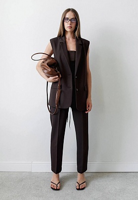 Straight vest in chocolate color 253-03-003-2, фото 2 