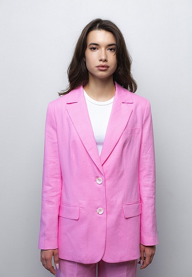 Week women's pink linen single-breasted jacket 242-03-001-2, фото 2 