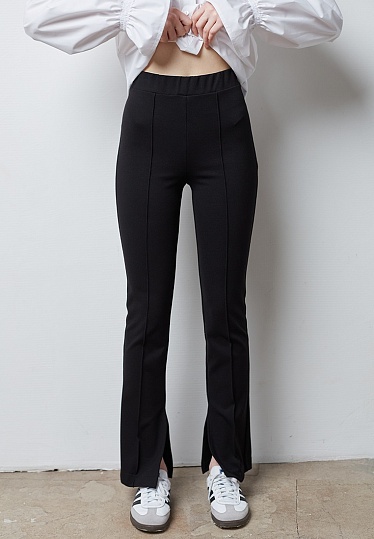 Week women's black dense jersey slitts leggins 241-05-015, фото 1 
