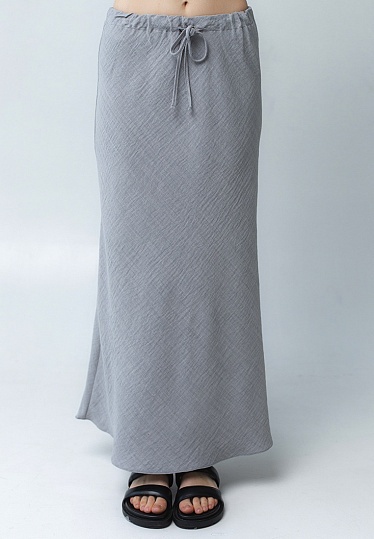 Week women's grey viscose linen midi skirt 242-04-003-1, фото 2 
